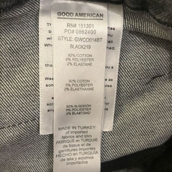 Good American Criss Crossed Waist High Rise Stretch Jeans Charcoal Black Size 30 - Picture 6 of 6